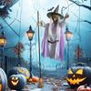 6 FT Halloween Flying Witch Decor Animated Hovering Witch with Scary Sound And Light-up Eyes for Outdoor Garden Yard Lawn Decoration