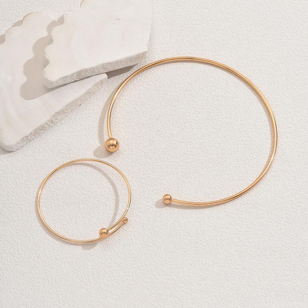 Wind Ladies Necklace Bracelet Set Niche Geometric Design Sense Metal Collar High Sense Jewelry Women