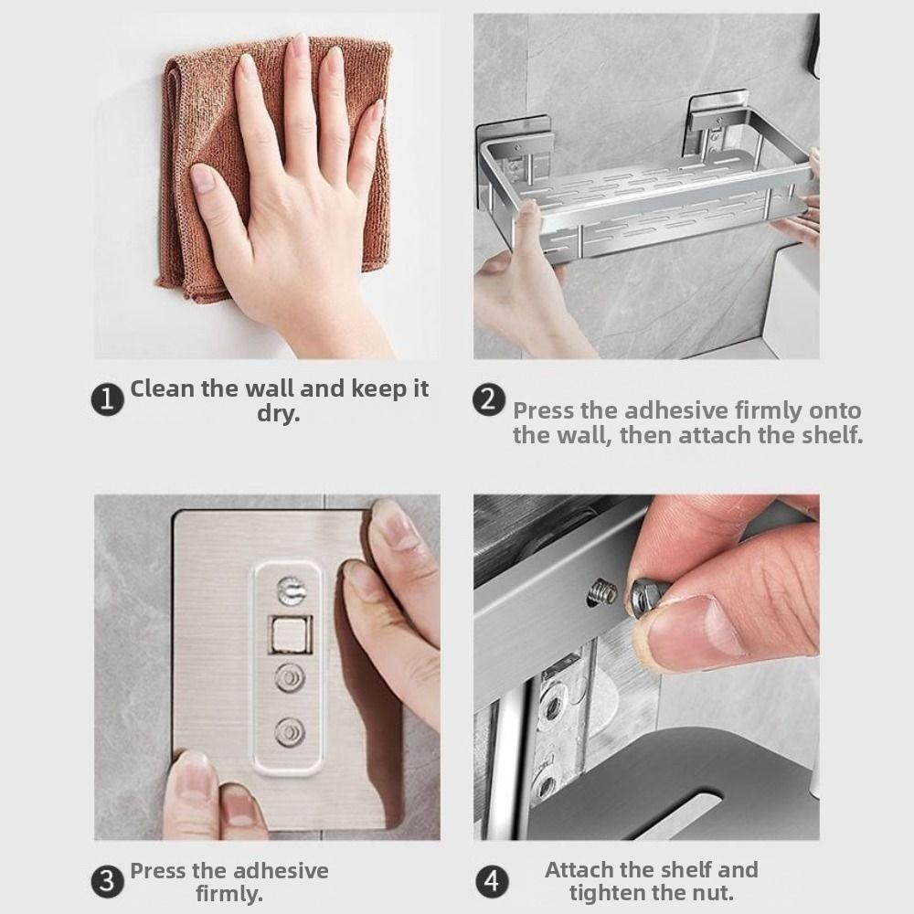 2Pcs Thicken Wall-Mounted Shelf Rack Rustproof Home Storage Organizer Bathroom Accessories