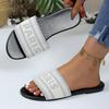 Flip-flops Women's Summer Fashion Embroidery Lettering Plus Size Holiday Slippers Beach Slippers