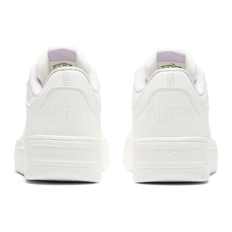 Anta Relaxed Synthetic Leather Abrasion-Resistant Height-Increasing Low-top Skateboard Shoes Women's White (Unisex) Skate Shoes 922418001Q 1
