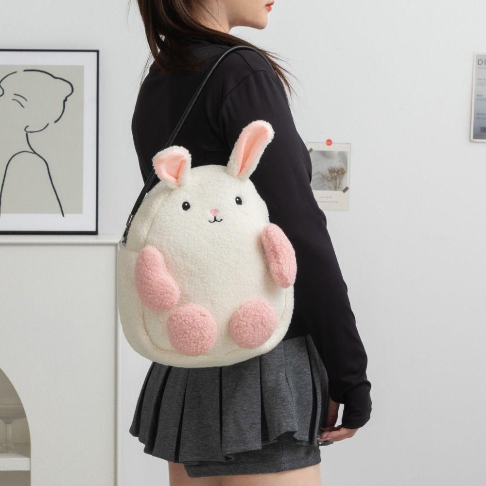 Soft Plush Rabbit Handbag Panda Student Schoolbag Storage Pouch Panda Shoulder Bag Travel/Outdoor