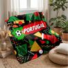 Portugal Football Printed Flannel Blanket Skin Friendly Warm Decorative Throw for Indoor Couch Bed Daily Use