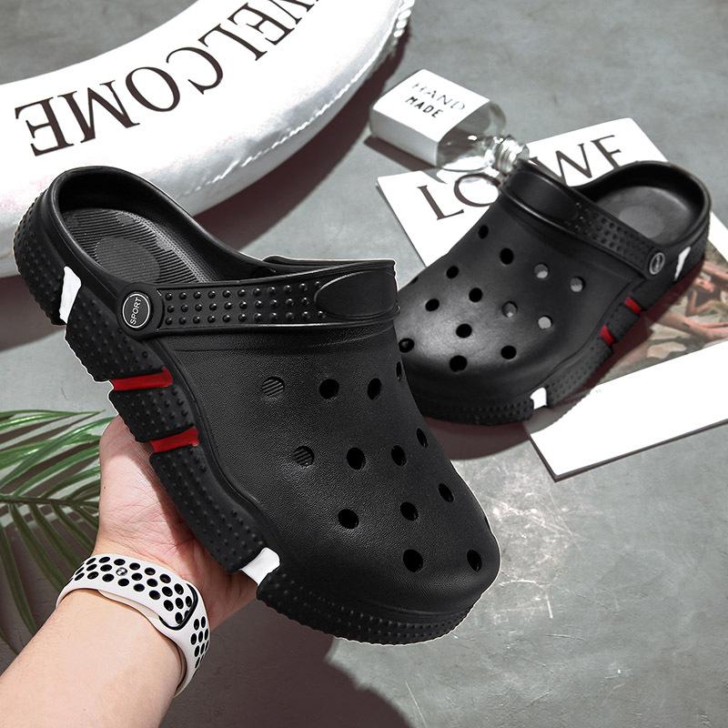 Летние мужские туфли Cave Shoes, тренд на нескользящие сандалии с мягкой подошвой и полым носком, мужские пляжные тапочки с толстой подошвой