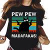 Футболка унисекс с графическим принтом Pew Madafakas с симпатичными черными кошками, модная повседневная футболка унисекс с круглым вырезом и коротким рукавом большого размера