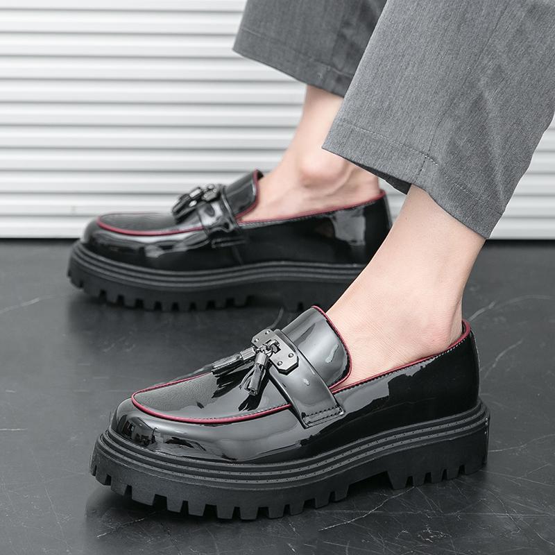 Men Loafers Black Platform Height Increase Thick Sole Shoes Formal Business Wedding Dress Prom Blazers Tuxedo Party Shoes Large Size