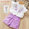 Летний комплект для девочек Bear Leader, хлопковый топ без рукавов с вышивкой и шорты, комплект из двух предметов, детская одежда для детей 3–7 лет, AZ905PL