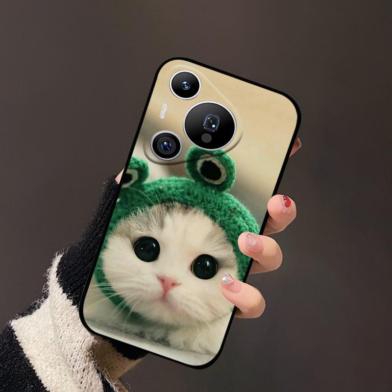 Чехол для Huawei Pura 70 Черный Матовый Милый Мягкий Силиконовый ТПУ Чехлы для Pura70 Pro Pura 70 Pro+ Плюс Ультра Чехол Защитный Fundas