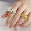 Cute Flowers Finger Ring Fashion Coloured Glaze Ring Lotus Four-leaf Clover Ring  Vacation