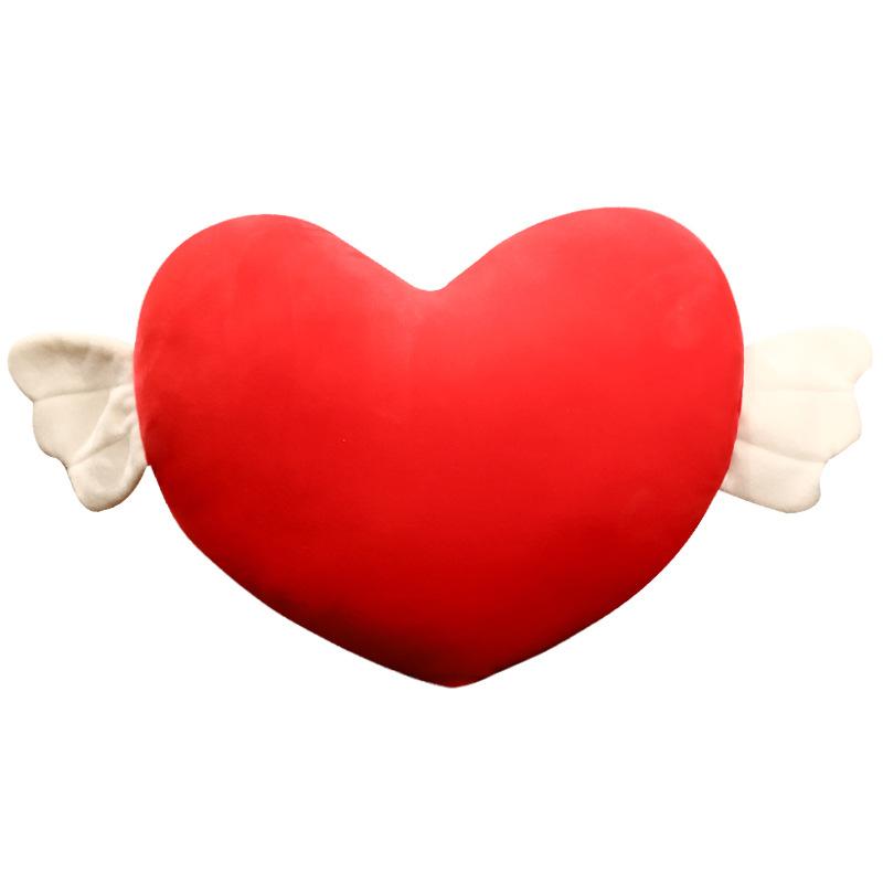 Cartoon Love Pillow Plush Toy Girl Heart Angel Wings Pillow Heart-Shaped Doll for Girlfriend Birthday Gift
