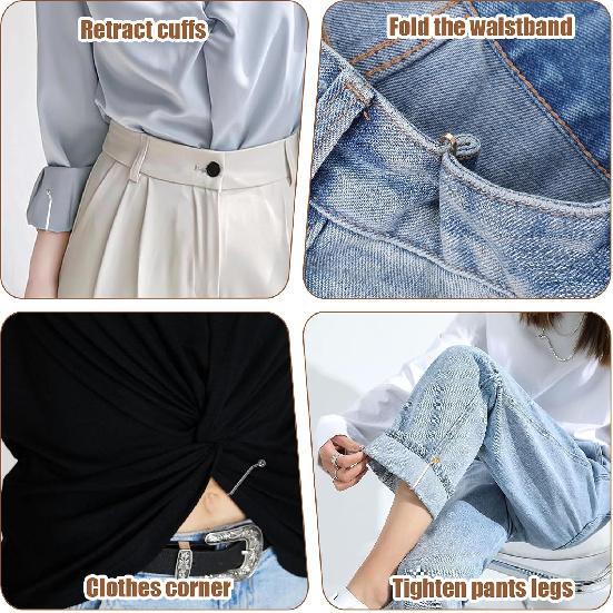 30pcs Pant Waist Tightener Metal Clips for Loose Jeans, Reble Waist Cincher Clip, Adjustable Pant Clips for Waists Tightener, No Sewing Required