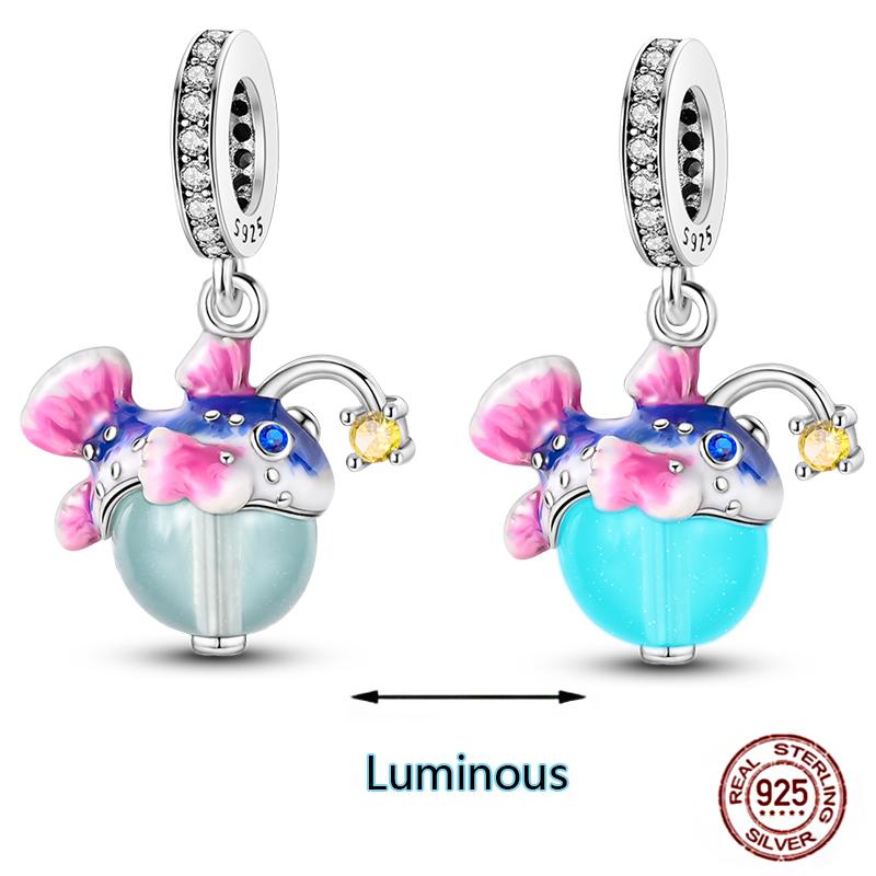 Shining Luminous Firefly Charms Copper Bulb Octopus Jellyfish Bee Fit Dangle Original Bracelets Glow Beads Women Diy Jewelry