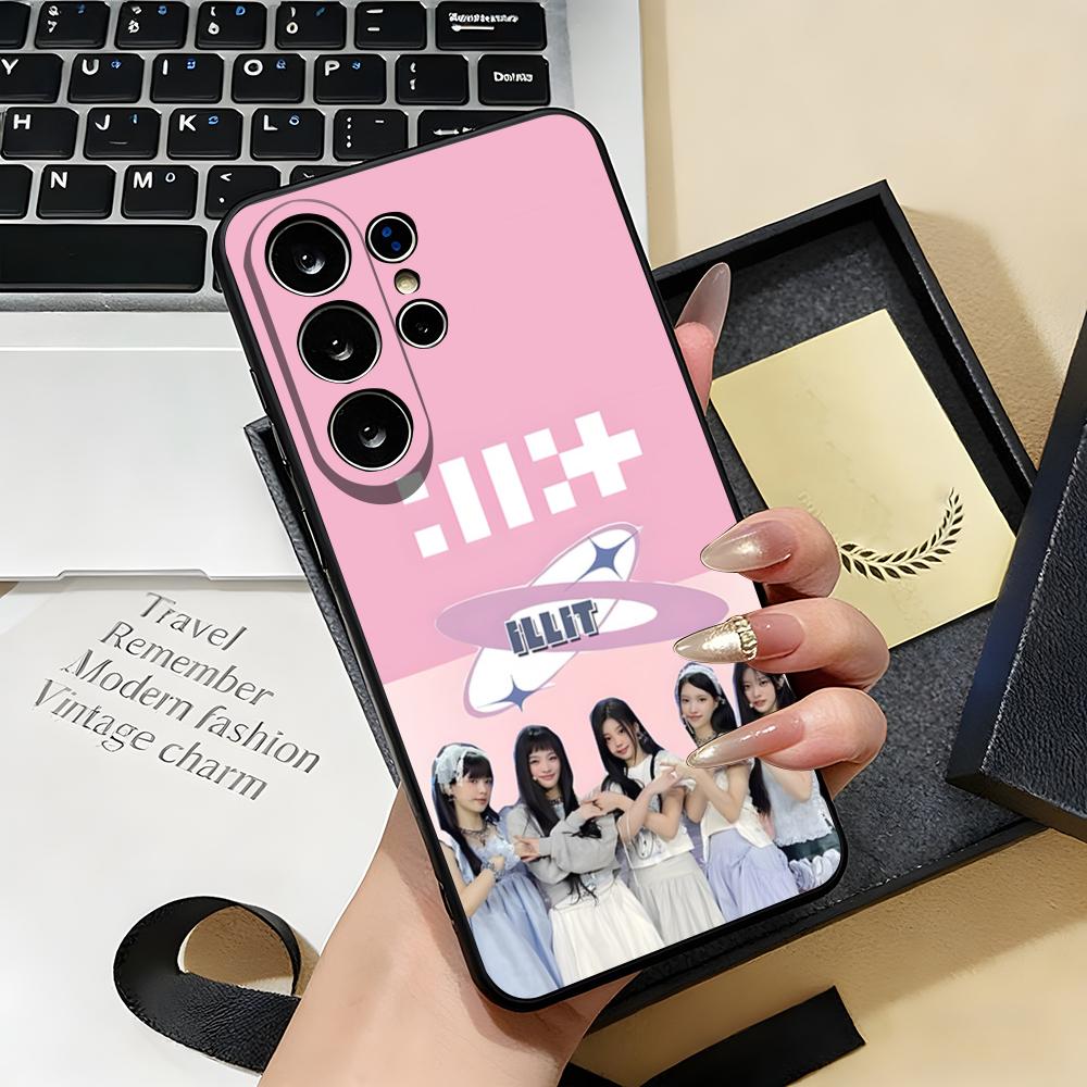 Чехол для телефона KPOP I-ILLIT для Samsung S26 S25 S24 FE S23 S22 S21 Plus S20 Ultra Note20Ultra Черный Мягкий чехол