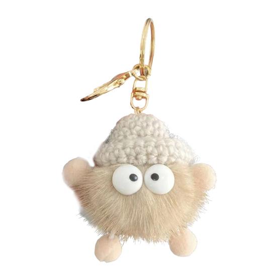 Keychain Imitation Mink Hair Cartoon Doll Charm Key Ring Fade-Resistant Compact Lightweight Backpacks Car Key Holder