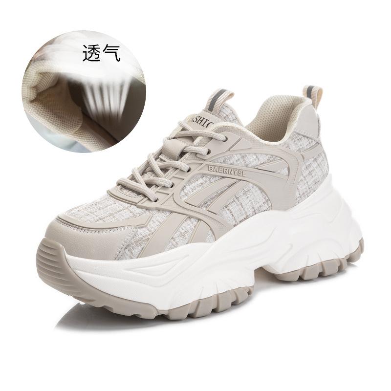 Genuine leather dad shoes 2025 spring new women's thick-soled velvet single shoes casual sports versatile flat-soled women's shoes trend