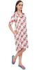 Bimba Floral Printed Women's Notched Collar Shirt Night Dress With Pockets -