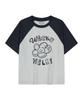 WACKY WILLY Women'S Lily Graphic Raglan Crop Short Sleeve T-Shirt Oatmeal