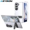 KEYSION Прозрачный чехол для Samsung Z Fold 6 5 4 3 5G Жесткий ПК Металлическая подставка Противоударный чехол для телефона с защитой экрана