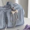 Ins Style Bowknot бисерный брелок для ключей трехмерный серебряный галстук-бабочка телефон кулон чехол для наушников подвеска автомобильный брелок сумка декор