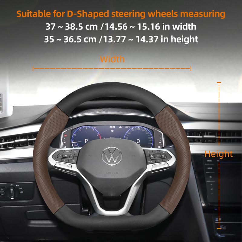 vcxja9 Suitable for Volkswagen Breathable Leather Matte Carbon Fiber Texture Steering Wheel Cover Suitable for Polo Golf 5 6 7 Gol Cc Passat B6 B8
