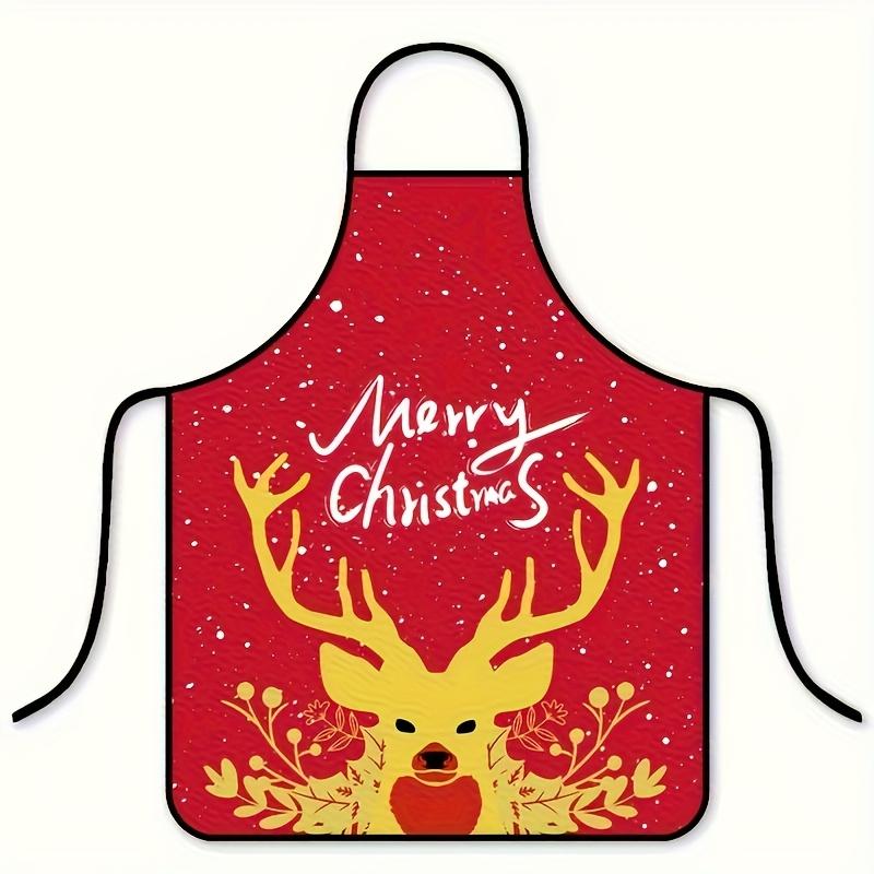 1pc Christmas Apron Featuring a Sleeveless Design Made of Printed Polyester, Perfect for Home Cooking And Baking Tasks. This Durable, Comfortable, Fun