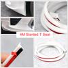 Noise Reduction Car Seal Strip for Front Rear Bumper & Lip Headlight Side Skirt 4M T Shape Rubber Moulding Trim