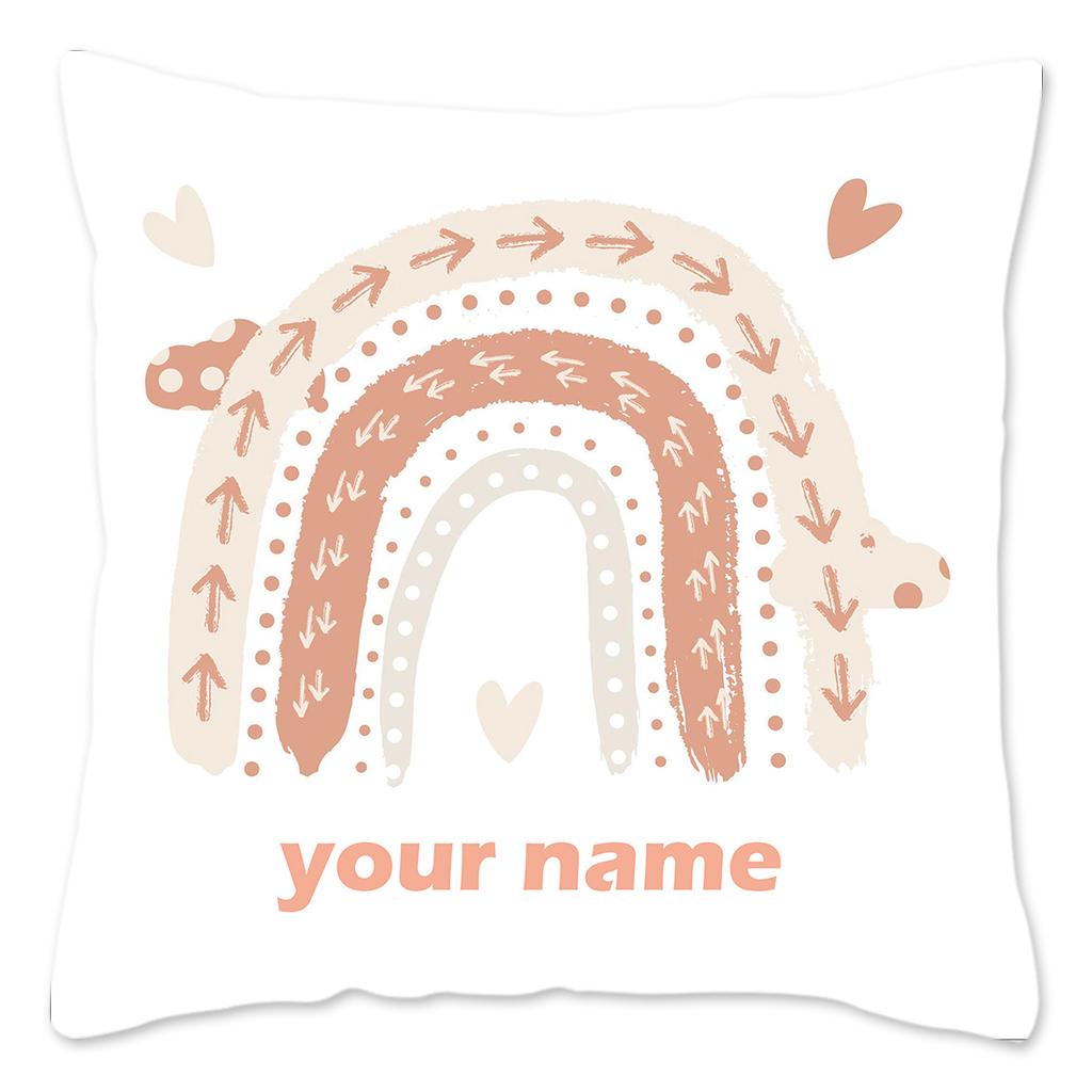 Rainbow Print Custom Cushion Cover Adult Children Personalized Name Customize Pillowcase Home Housewarming Birthday Gifts