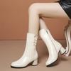 Fashion Shoes Female 2024 Hot Sale Mid-Calf Women's Boots Elegant Modern Boots Women Round Toe High Heels Buttons Side Zip Shoes Women
