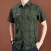 2024 Men's Plus Size Loose Plaid Cotton Short Sleeve Shirt - Casual & Lightweight