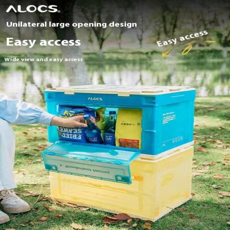 ALOCS Складной ящик для хранения, переносной прозрачный материал, многофункциональный ящик для хранения большой емкости 50 л (для кемпинга, самостоятельных туров на открытом воздухе)