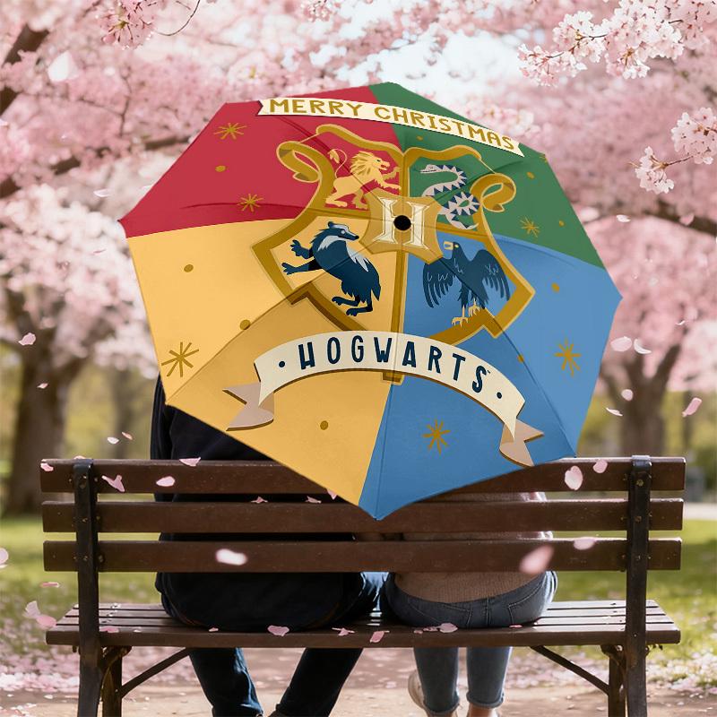 1PC Warner Hogwarts Merry Christmas Automatic Open/Close Umbrella with Windproof, 45-Rib Sturdy Canopy, Durable Ribs1262A