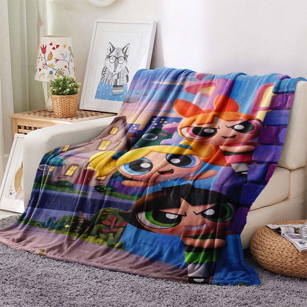 Powerpuff Girls Cartoon printing Flannel Blanket Bedroom Sofa Camping Warm blanket Gifts for family and friends-MJ002