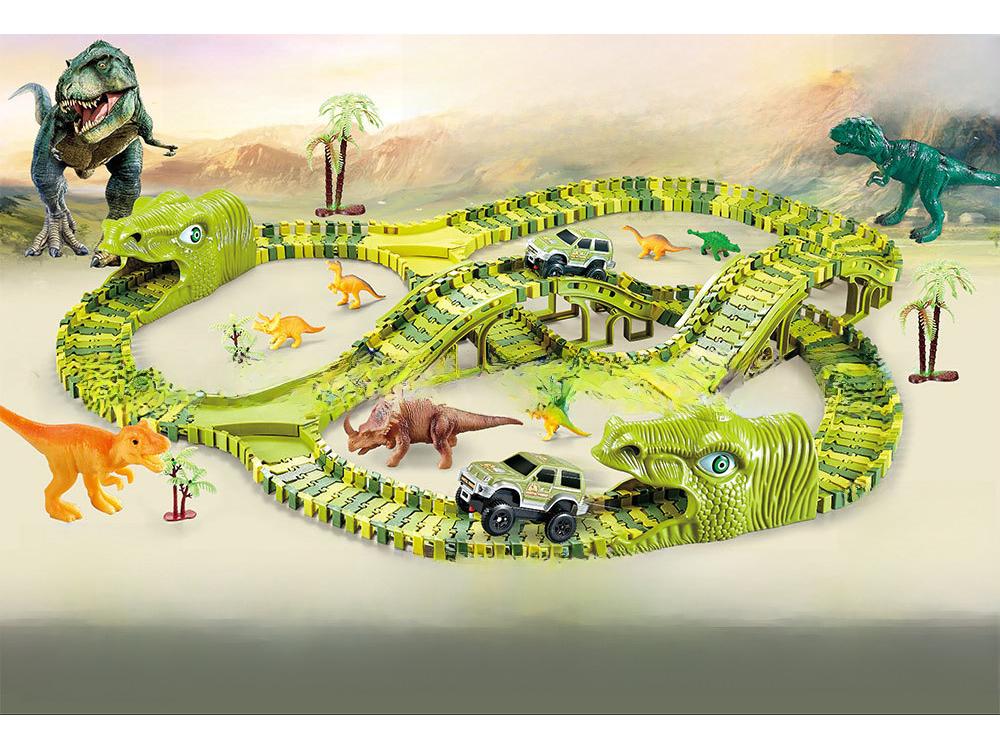 Электрическая игрушка-трековая трасса для динозавров с колесом обозрения для детей