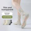 5 Pairs Spring and Summer Socks for Women Thin Hydrangea Jacquard Crystal Stockings Boneless Glass Stockings Mid-tube Socks
