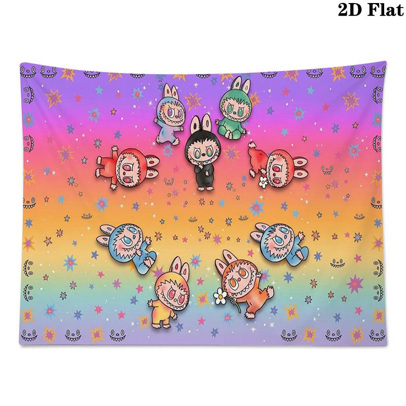 Kawaii Bubu Wall Tapestry Aesthetic Wall Hanging Printed Fabric Blanket Decorative Tapestries for Bedroom Living Room Home Decor