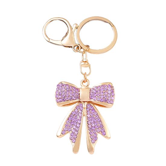 Women Rhinestone Bow Keychain Sparkling Bow Bag Charm Faux Crystal Key Chain