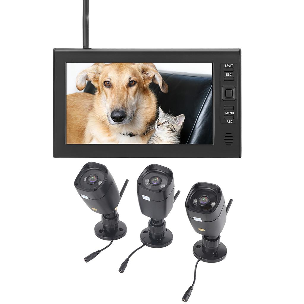7-дюймовый ЖК-дисплей Беспроводной WIFI 4-канальный Система охранного монитора Дисплей+Камера 3 шт. ИК-камеры Карта памяти