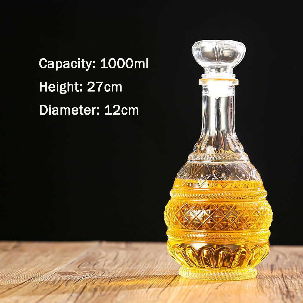Carving Glass Wine Bottle, Whiskey Red Wine Liquor Wine Separator, Wine Cabinet Decoration, Empty Wine Bottle, 8000/1000ML