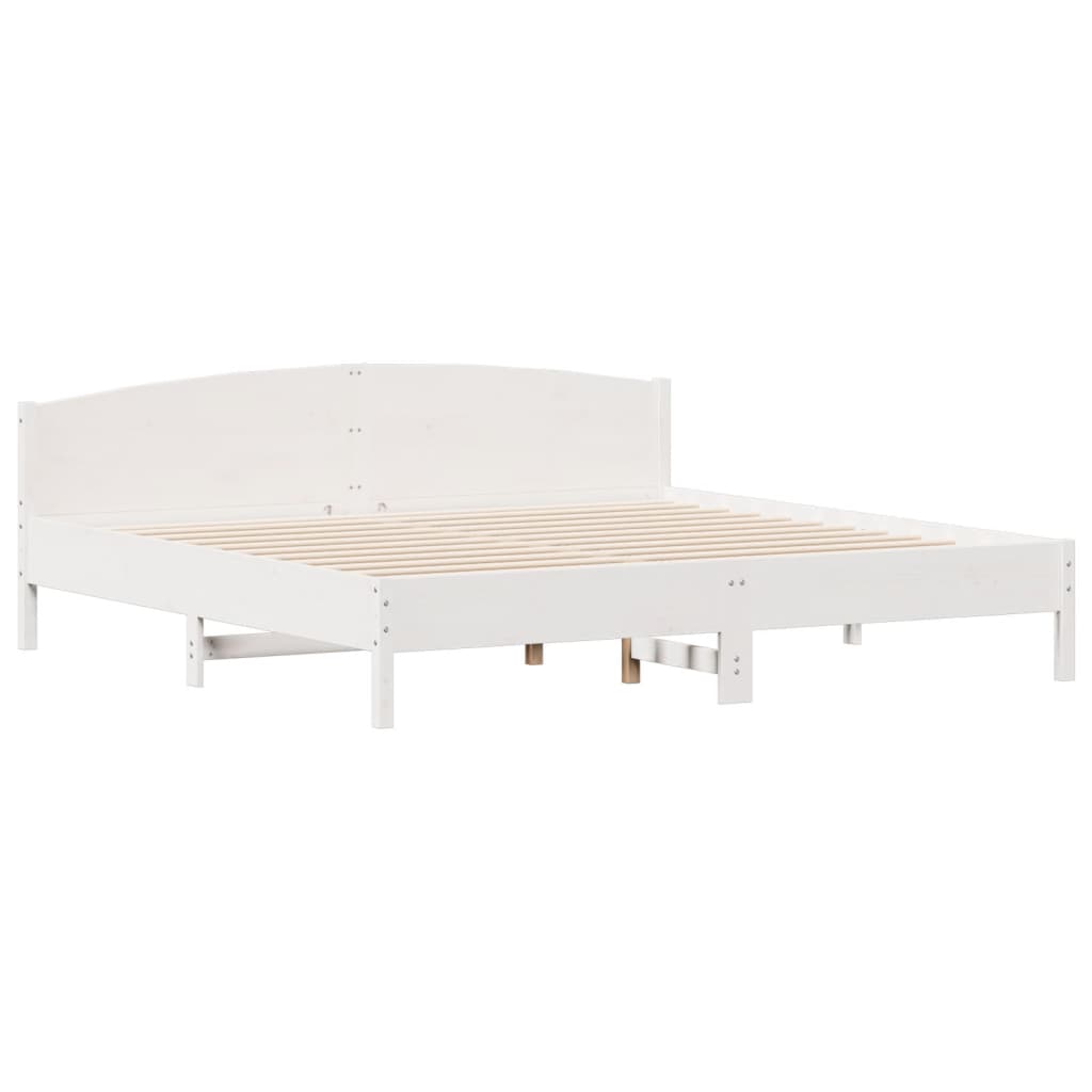 Vidaxl Łóżko Bez Materaca, Białe, 200X200 Cm, Lite Drewno Sosnowe