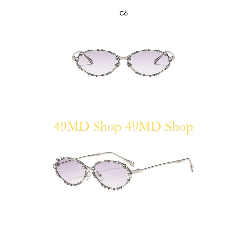 49MD Elegant Sunglasses Stylish Crystal Studded Metal Frame for Teens Birthday Party
