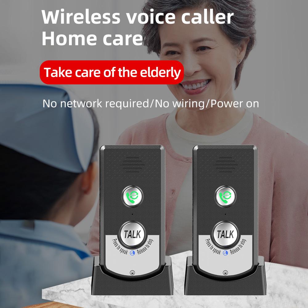 2 Pack Intercoms Wireless for Home Voice Bidirectional Caller Home Ultra Long Distance Portable Wireless Voice Interphone Elderly Caller Room to Room