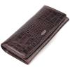 Capacious Women's Wallet Made of Genuine Textured Leather with Crocodile Embossing CANPELLINI Wallet 21608 Brown