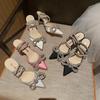 Модные стильные блестящие женские туфли-лодочки со стразами и бантом из кристаллов, летние женские туфли 8 см, натуральная кожа, высокие каблуки, туфли для выпускного вечера