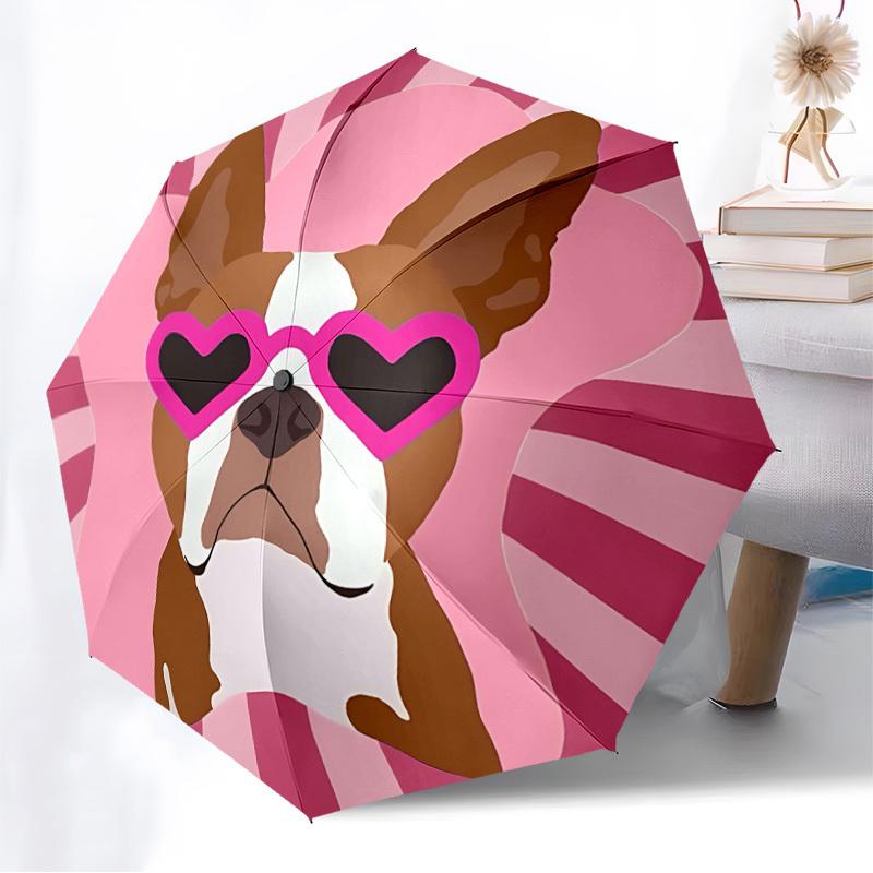 1pc Dog Love Automatic Folding Umbrella Durable Iron Frame, Iron Umbrella Structure Suitable for All Seasons yy260203117