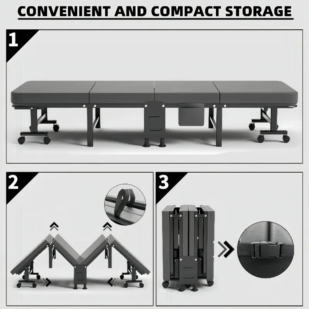 Сверхпрочная портативная складная кровать с металлическим основанием, кровать для обеда, идеально подходит для сна и отдыха, комфорт в офисе, экономия места