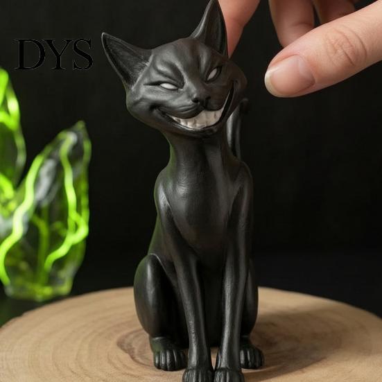 Статуэтка Черной Кошки для Хэллоуина, 3D-печатная Фигурка, Зловещее Настольное Украшение в Готическом Стиле, Реквизит для Фотографии, Темное Фэнтези, Сидящая, для Домашнего Стола
