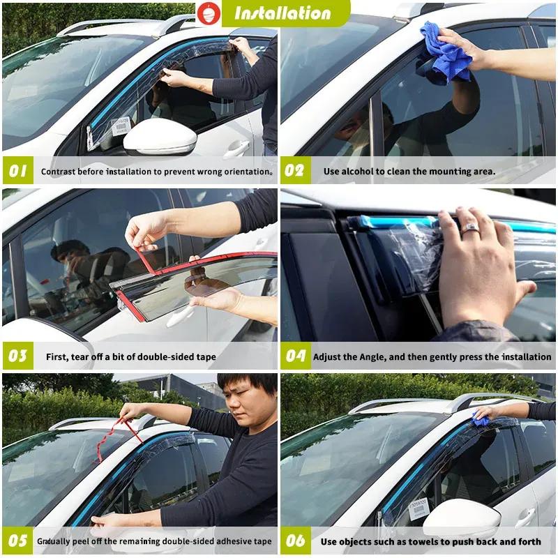 For DR EVO 5 2023 2024 Window Visor Outer Trim Chrome Accessories Stainless Steel Rain Giards Door Visor Vent Shades Ventvisor