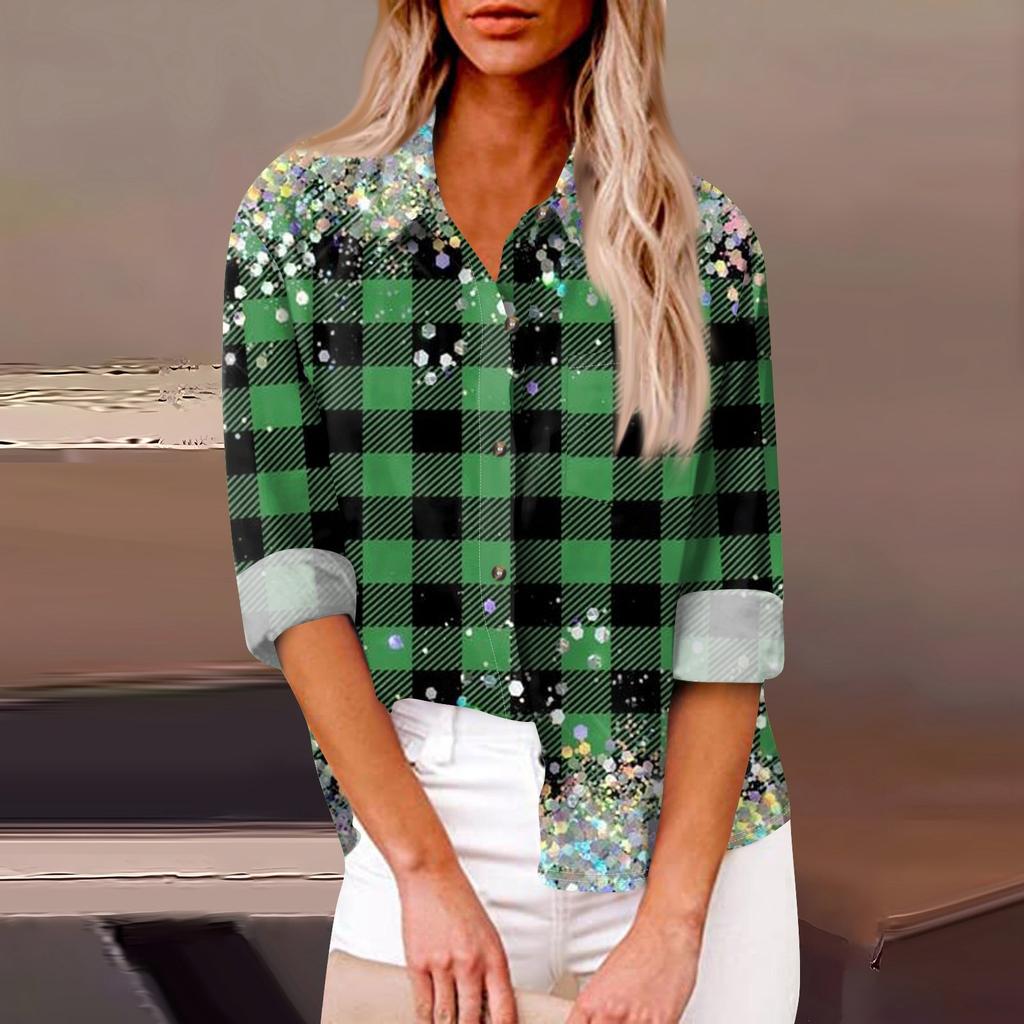 Женская свободная повседневная рубашка с длинными рукавами и рождественским принтом, кардиган с принтом и карманами