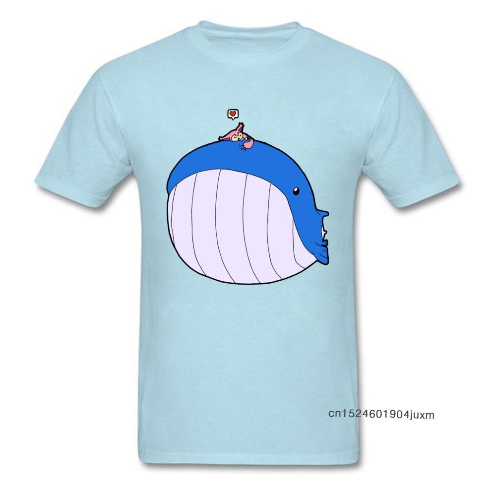 Whale Monster Tshirt Unisex Cute Blue Tshirt Hsowa Skitty Loves Wailord T Shirts Simple Cartoon Tees Custom Male Tops Oversize