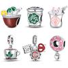 Подходят для Diy 925 оригинальные браслеты 925 серебряный цвет кофейный торт пончик мороженое послеобеденный чай десерт подвески бусины DIY ювелирные изделия